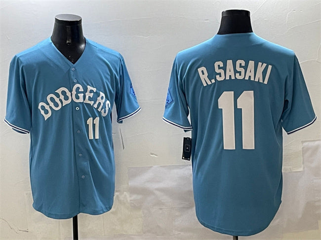 Los Angeles Dodgers #11 Roki Sasaki Light Blue Limited Stitched Baseball Jersey