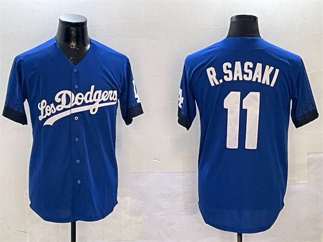 Los Angeles Dodgers #11 Roki Sasaki Royal City Connect Cool Base Stitched Baseball Jersey