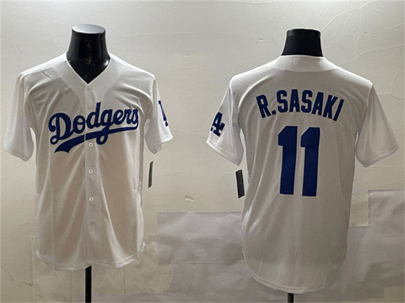 Los Angeles Dodgers #11 Roki Sasaki White Cool Base Stitched Baseball Jersey