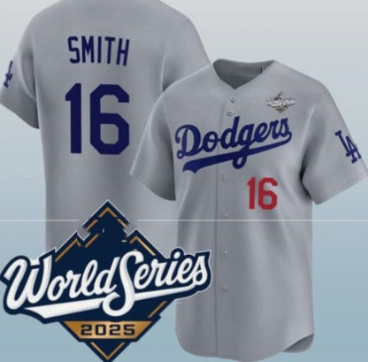 Los Angeles Dodgers #16 Will Smith Gray 2025 World Series Limited Stitched Baseball Jersey