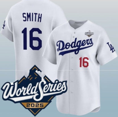 Los Angeles Dodgers #16 Will Smith White 2025 World Series Home Limited Stitched Baseball Jersey