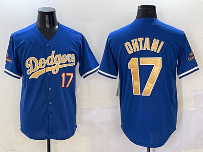 Los Angeles Dodgers #17 Shohei Ohtani Royal 2025 Gold Collection Limited Stitched Baseball Jersey