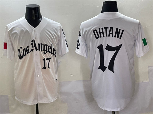 Los Angeles Dodgers #17 Shohei Ohtani White Mexico 2025 LA Gothic Style With Fernando Patch Vapor Premier Limited Stitched Baseball Jersey