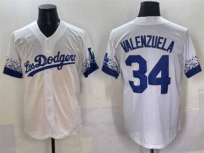 Los Angeles Dodgers #34 Fernando Valenzuela White City Connect Cool Base Stitched Baseball Jersey