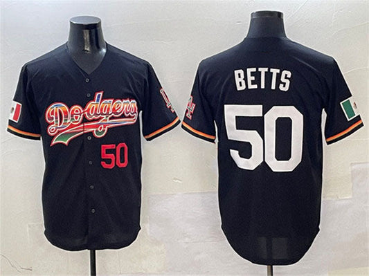 Los Angeles Dodgers #50 Mookie Betts Black Mexico Limited Stitched Baseball Jersey