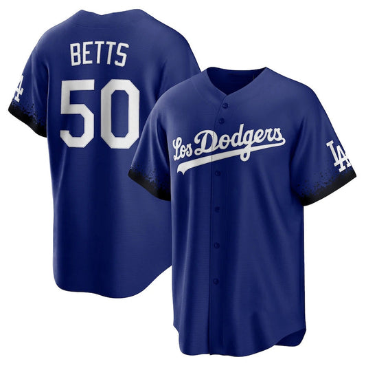 Los Angeles Dodgers #50 Mookie Betts City Connect Replica Player Jersey - Royal Stitched Baseball Jersey