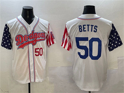 Los Angeles Dodgers #50 Mookie Betts White Limited Stitched Baseball Jersey