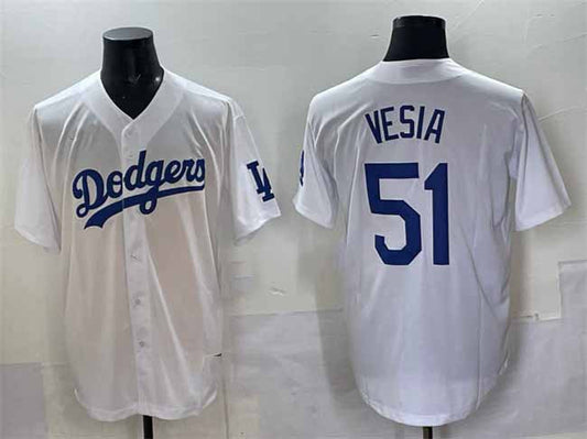 Los Angeles Dodgers #51 Alex Vesia White Cool Base Stitched Baseball Jersey