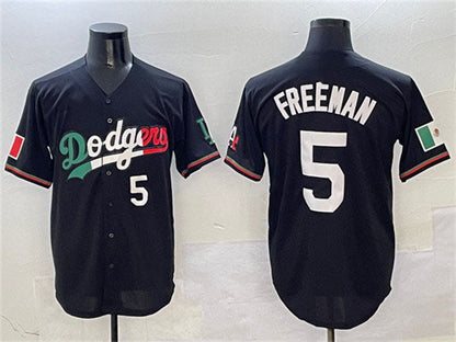 Los Angeles Dodgers #5 Freddie Freeman Black Mexico Flag Limited Stitched Baseball Jersey
