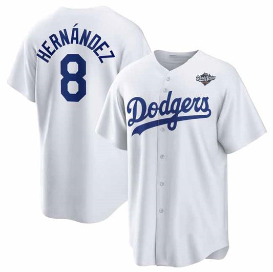 Los Angeles Dodgers #8 Enrique Hern¡§¡éndez White 2025 World Series Home Cool Base Stitched Baseball Jersey