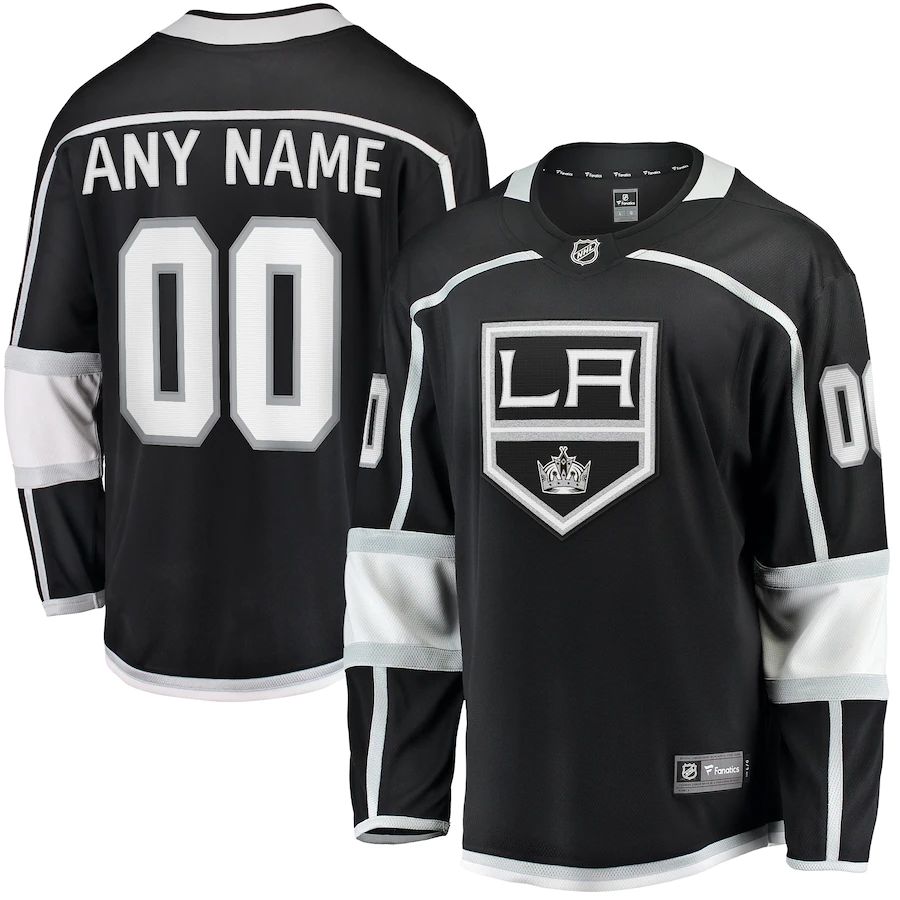 Custom LA.Kings Fanatics Branded 2020-21 Home Breakaway Jersey Black Stitched American Hockey Jerseys CROVYIE