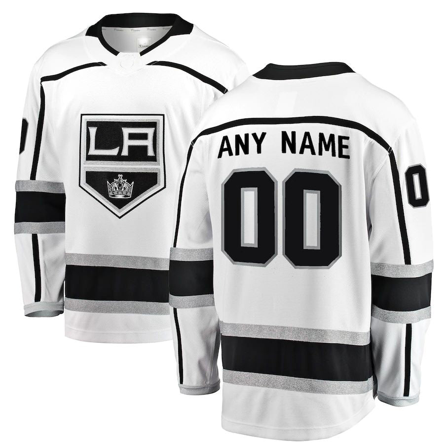Custom LA.Kings Fanatics Branded Away Breakaway Jersey White Stitched American Hockey Jerseys CROVYIE