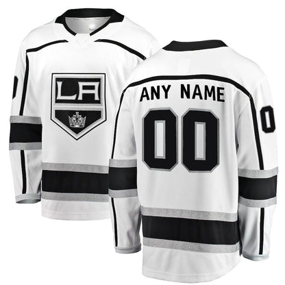 Custom LA.Kings Fanatics Branded Away Breakaway Jersey White Stitched American Hockey Jerseys CROVYIE