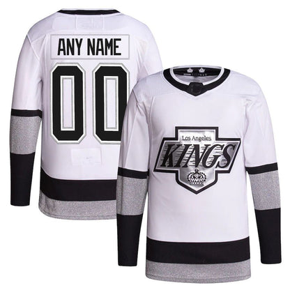 Custom LA.Kings 2021-22 Alternate Primegreen Authentic Pro Jersey White Stitched American Hockey Jerseys CROVYIE
