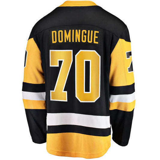 P.Penguins #70 Louis Domingue Fanatics Branded Home Breakaway Player Jersey  Black Stitched American Hockey Jerseys CROVYIE
