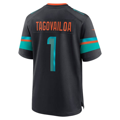 M.Dolphins #1 Tua Tagovailoa 2025 Rivalries Collection Game Jersey-CROVYIE - Pitch Blue Stitched American Football Jersey-CROVYIE