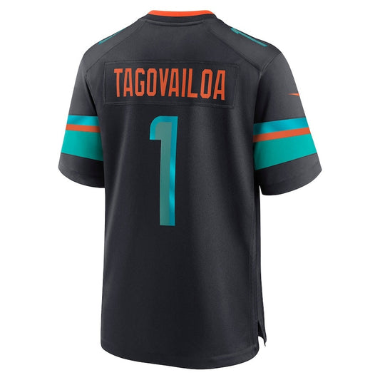 M.Dolphins #1 Tua Tagovailoa 2025 Rivalries Collection Game Jersey-CROVYIE - Pitch Blue Stitched American Football Jersey-CROVYIE
