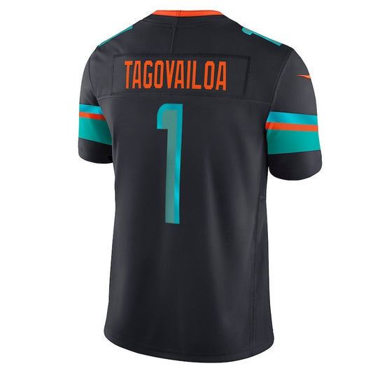 M.Dolphins #1 Tua Tagovailoa 2025 Rivalries Collection Limited Jersey-CROVYIE - Pitch Blue Stitched American Football Jersey-CROVYIE