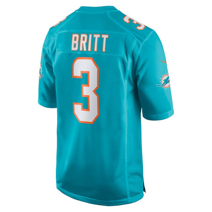 M.Dolphins #3 K.J. Britt Aqua Team Game Stitched American Football Jerseys