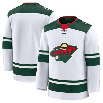 M.Wild Fanatics Away Premium Jersey - White Stitched American Hockey Jerseys CROVYIE