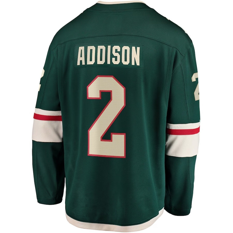 M.Wild #2 Calen Addison Fanatics Home Breakaway Player Jersey - Green Stitched American Hockey Jerseys CROVYIE