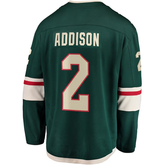 M.Wild #2 Calen Addison Fanatics Home Breakaway Player Jersey - Green Stitched American Hockey Jerseys CROVYIE