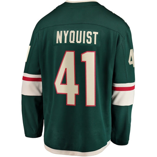 M.Wild #41 Gustav Nyquist Fanatics Home Breakaway Jersey - Green Stitched American Hockey Jerseys CROVYIE
