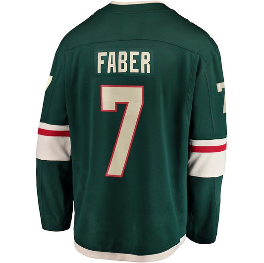 M.Wild #7 Brock Faber Fanatics Home Breakaway Player Jersey - Green Stitched American Hockey Jerseys CROVYIE
