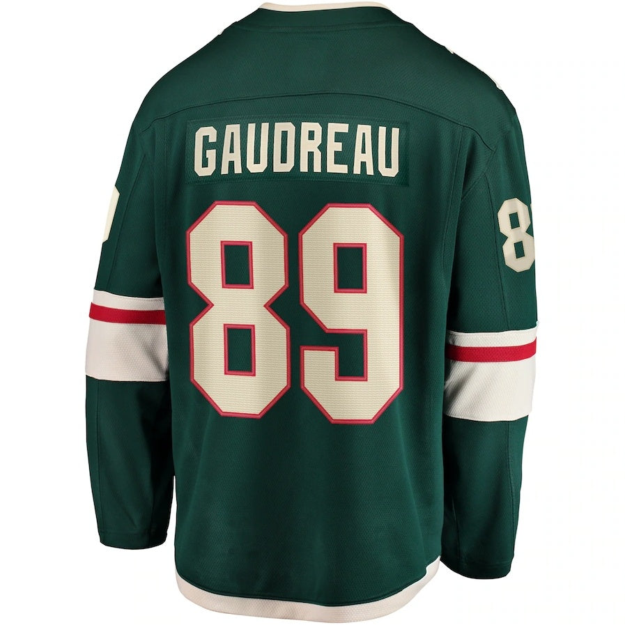 M.Wild #89 Frederick Gaudreau Fanatics Home Breakaway Player Jersey - Green Stitched American Hockey Jerseys CROVYIE