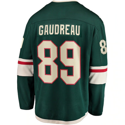 M.Wild #89 Frederick Gaudreau Fanatics Home Breakaway Player Jersey - Green Stitched American Hockey Jerseys CROVYIE