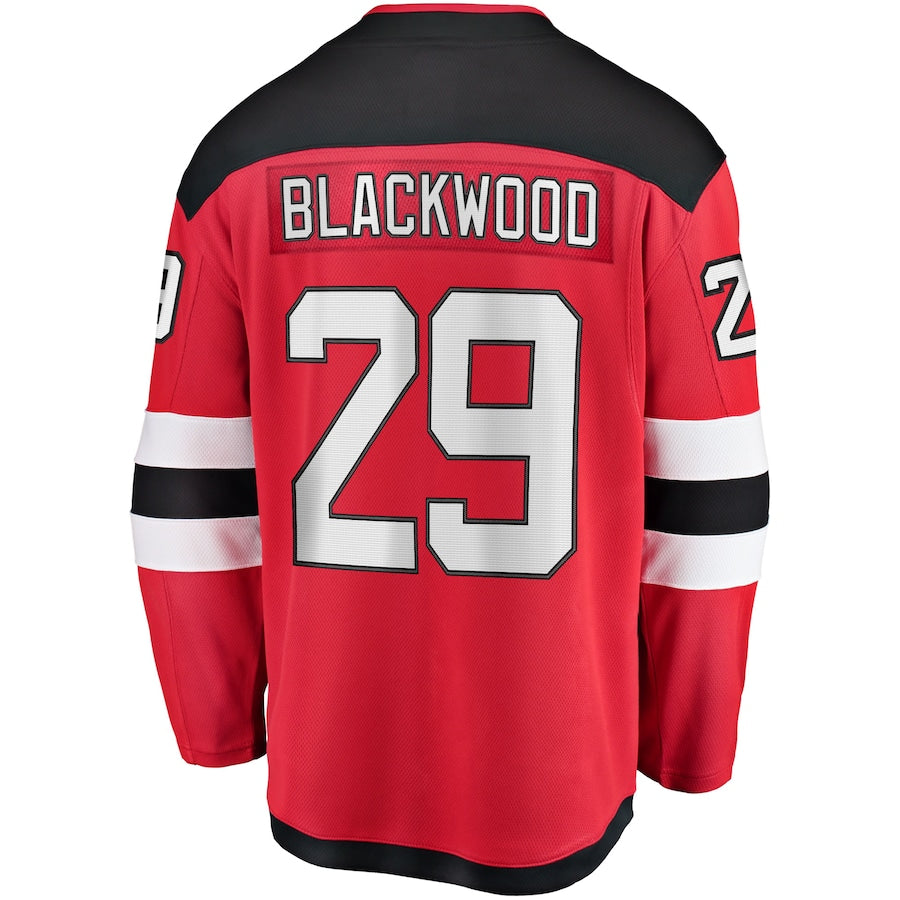 NJ.Devils #29 Mackenzie Blackwood Fanatics Branded Home Breakaway Jersey  Red Stitched American Hockey Jerseys CROVYIE
