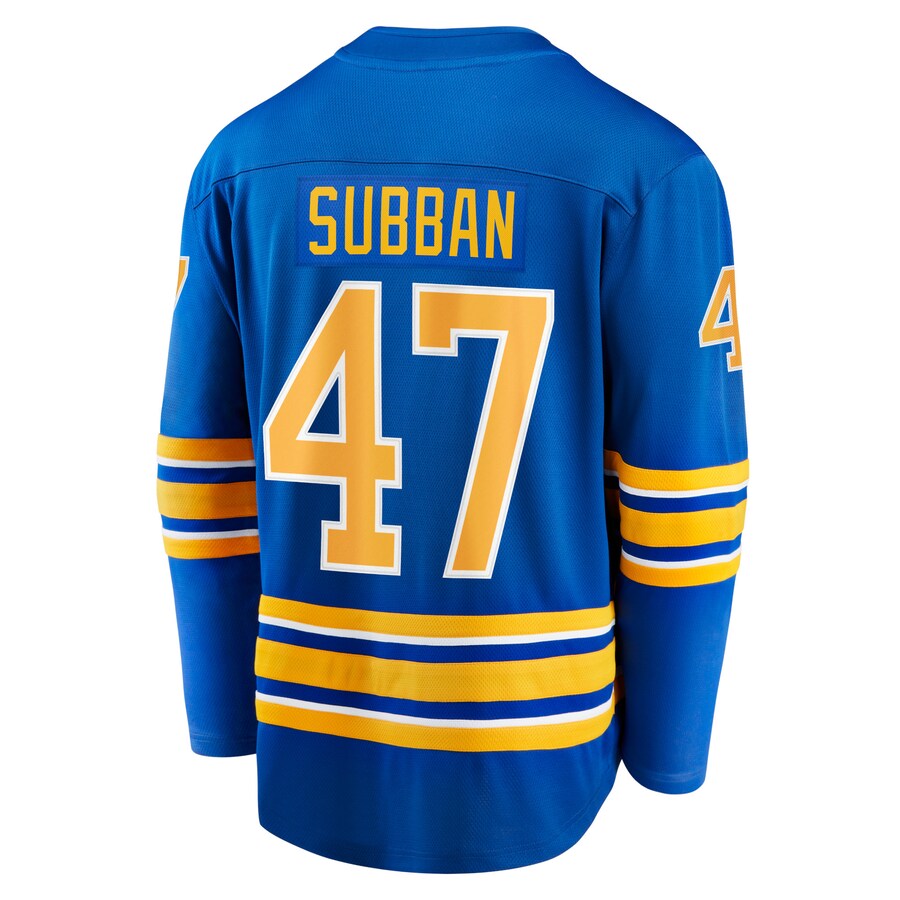 B.Sabres #47 Malcolm Subban Fanatics Branded Home Breakaway Player Jersey Royal Stitched American Hockey Jerseys CROVYIE