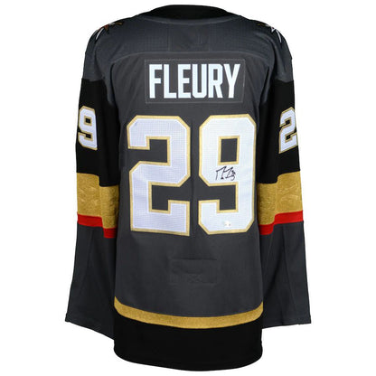 V.Golden Knights #29 Marc-Andre Fleury Fanatics Authentic Autographed Black Gray Stitched American Hockey Jerseys CROVYIE