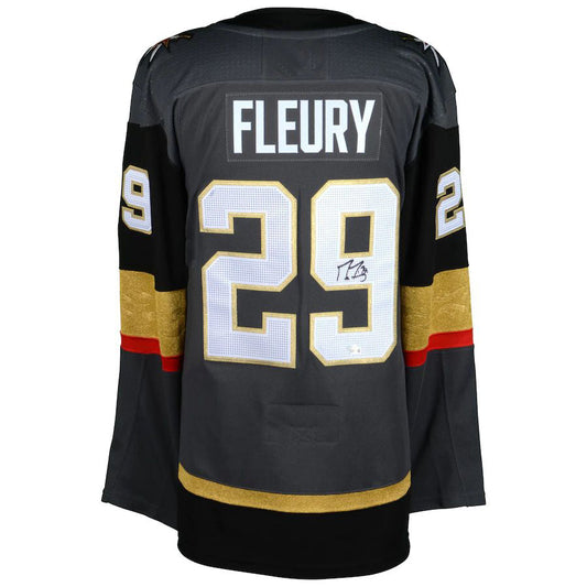 V.Golden Knights #29 Marc-Andre Fleury Fanatics Authentic Autographed Black Gray Stitched American Hockey Jerseys CROVYIE