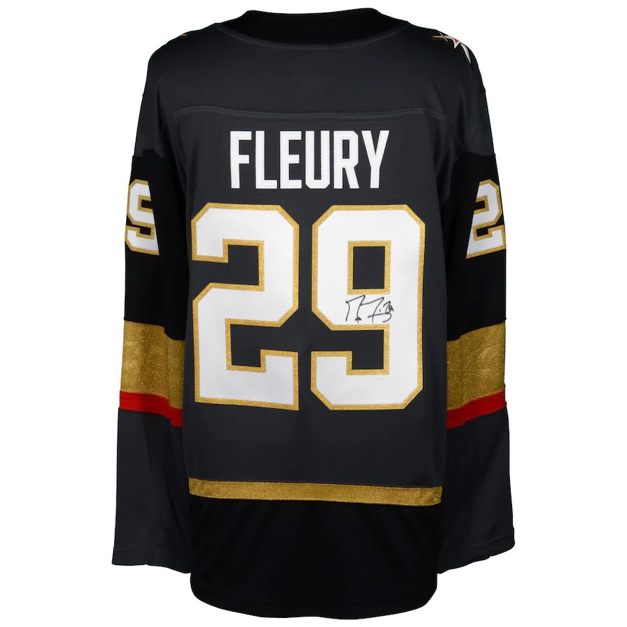 V.Golden Knights #29 Marc-Andre Fleury Fanatics Authentic Autographed Black Breakaway Jersey Stitched American Hockey Jerseys CROVYIE
