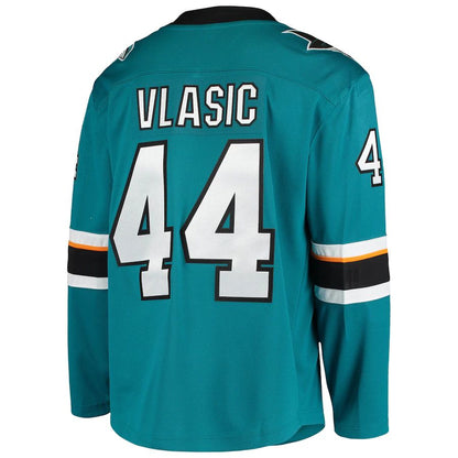 SJ.Sharks #44 Marc-Edouard Vlasic Fanatics Branded Breakaway Home Player Jersey Teal Stitched American Hockey Jerseys CROVYIE