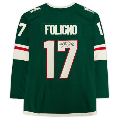 M.Wild #17 Marcus Foligno Fanatics Authentic Autographed Jersey Green Stitched American Hockey Jerseys CROVYIE