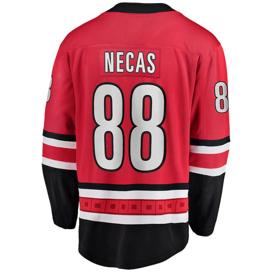 C.Hurricanes #88 Martin Necas Fanatics Branded Home Breakaway Player Jersey Red Stitched American Hockey Jerseys CROVYIE
