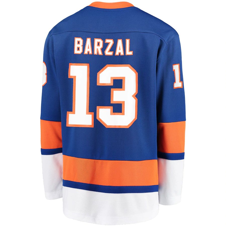 NY.Islanders #13 Mathew Barzal Home Player Replica Jersey Royal Stitched American Hockey Jerseys CROVYIE
