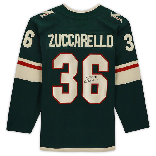 M.Wild #36 Mats Zuccarello Fanatics Authentic Autographed Jersey Green Stitched American Hockey Jerseys CROVYIE