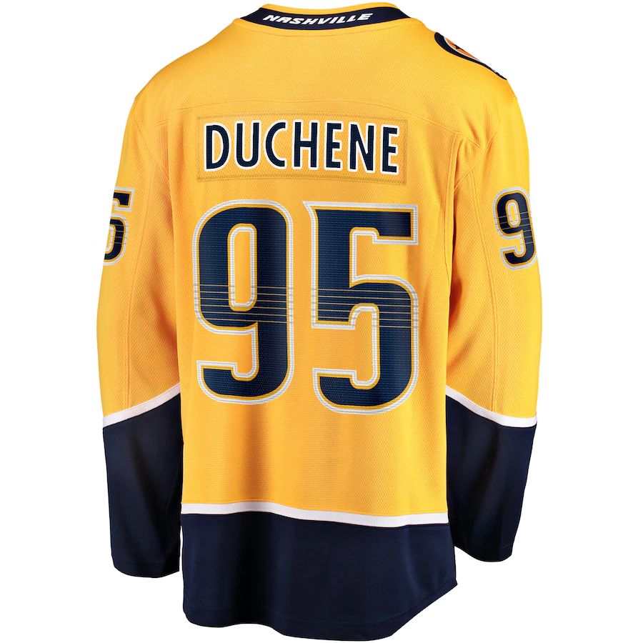 N.Predators #95 Matt Duchene Fanatics Branded Home Premier Breakaway Player Jersey Gold Stitched American Hockey Jerseys CROVYIE