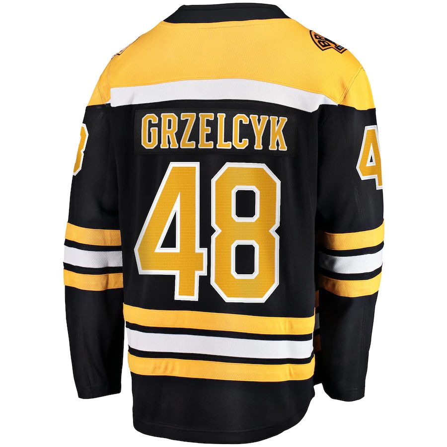 B.Bruins #48 Matt Grzelcyk Fanatics Branded Team Home Breakaway Player Jersey Black Stitched American Hockey Jerseys CROVYIE
