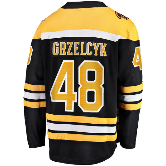 B.Bruins #48 Matt Grzelcyk Fanatics Branded Team Home Breakaway Player Jersey Black Stitched American Hockey Jerseys CROVYIE