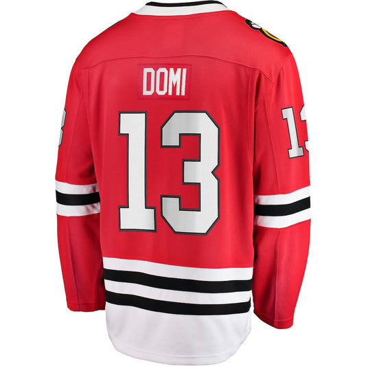 C.Blackhawks #13 Max Domi Fanatics Branded Home Breakaway Player Jersey Red Stitched American Hockey Jerseys CROVYIE