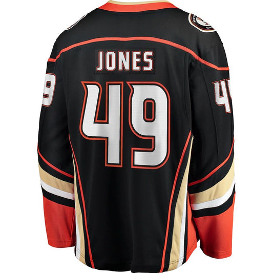 A.Ducks #49 Max Jones Fanatics Branded Breakaway Player Jersey Black Stitched American Hockey Jerseys CROVYIE