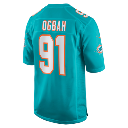 M.Dolphins #91 Emmanuel Ogbah Aqua Game Jersey Stitched American Football Jerseys