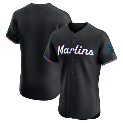 Miami Marlins Alternate Vapor Premier Elite Patch Jersey - Black Stitched Baseball Jersey