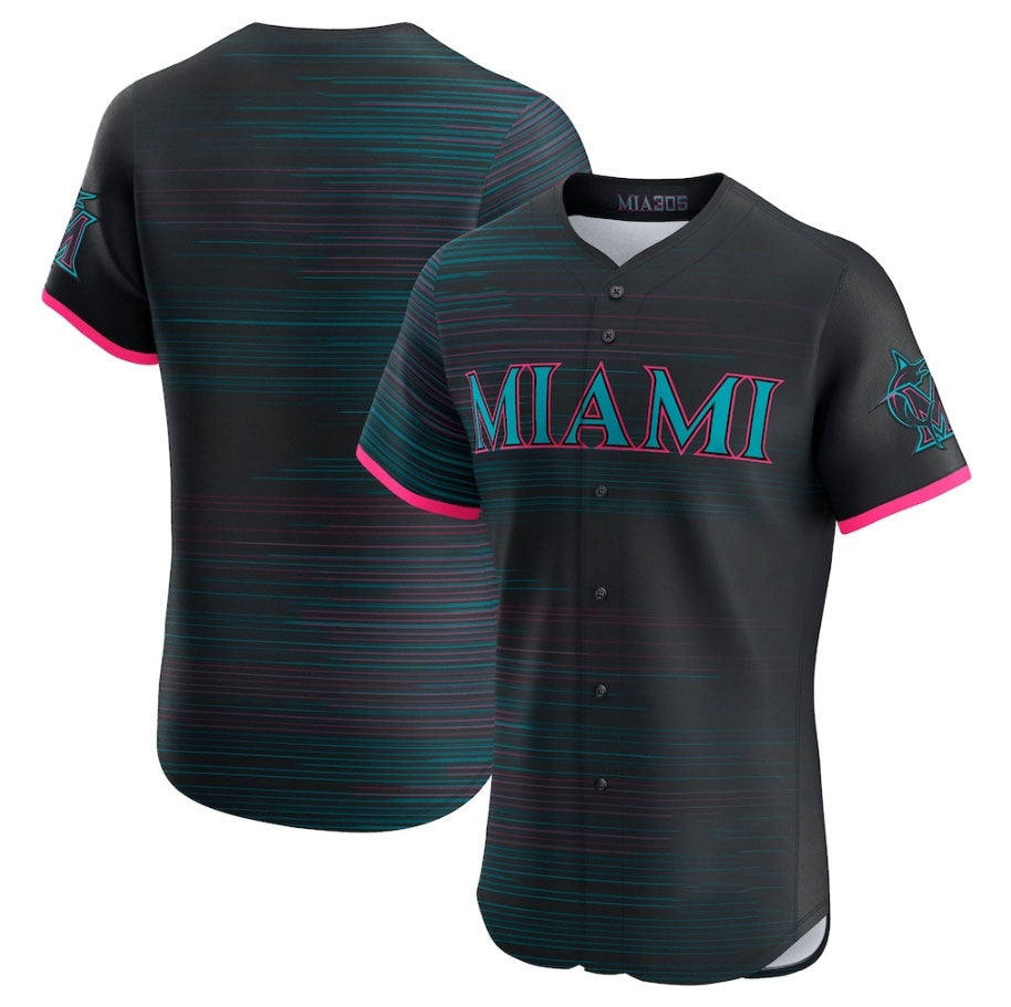 Miami Marlins Black 2025 City Connect Elite Stitched Baseball Jersey