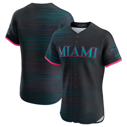 Miami Marlins Black 2025 City Connect Elite Stitched Baseball Jersey