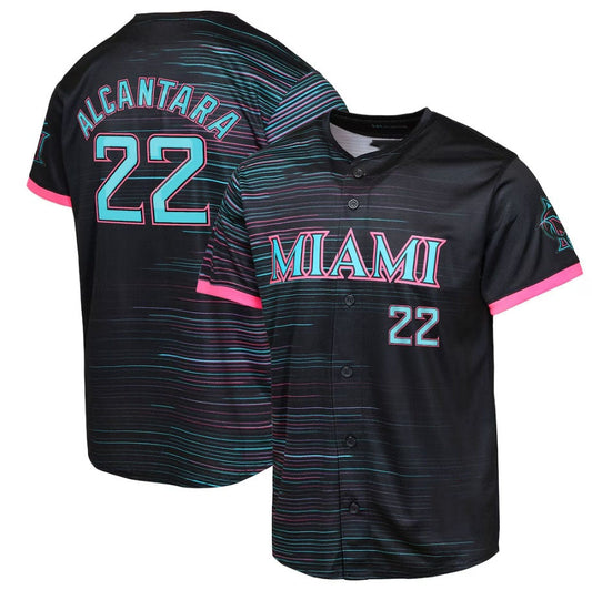 Miami Marlins #22 Sandy Alcantara Black 2025 City Connect Limited Player Stitched Baseball Jersey
